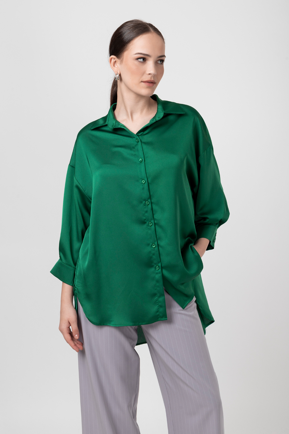 ΠΟΥΚΑΜΙΣΟ ΣΑΤΕΝ OVERSIZED ZOE BLACK