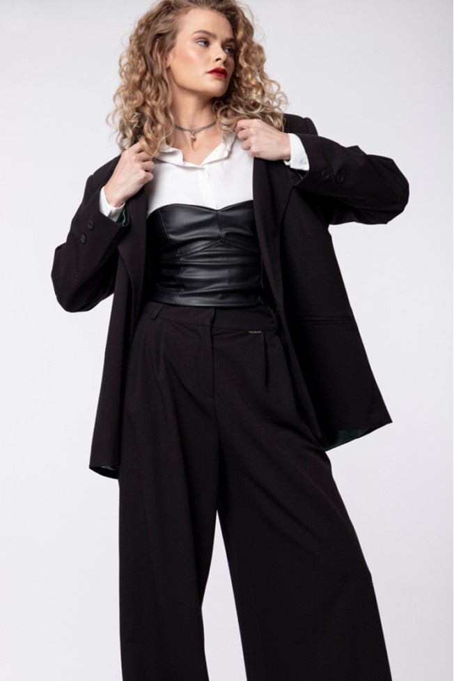 ΜΠΛΟΥΖΑ STRAPLESS ΔΕΡΜΑΤΙΝΗ ZOE BLACK